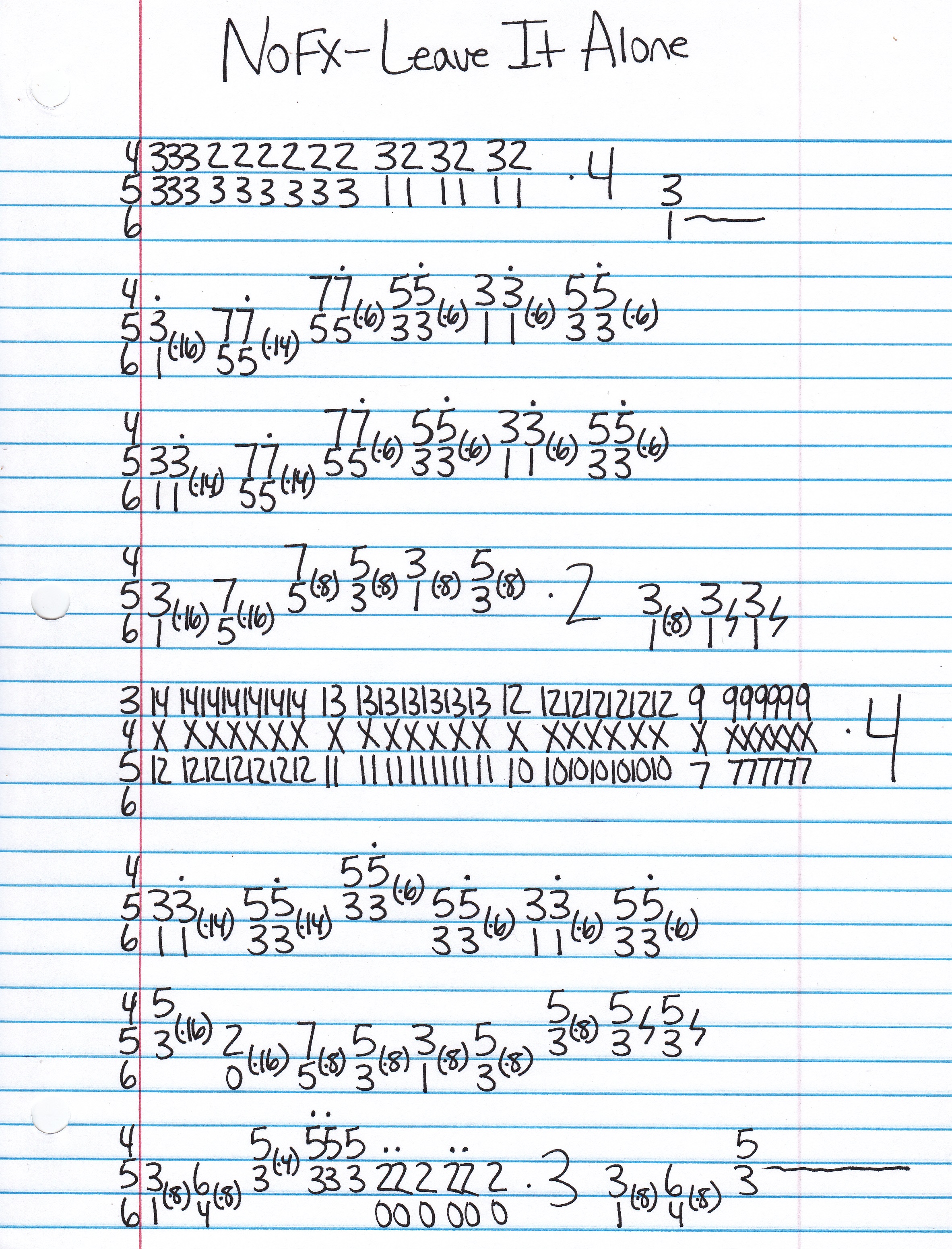 High quality guitar tab for Leave It Alone by NOFX off of the album Punk In Drublic. ***Complete and accurate guitar tab!***